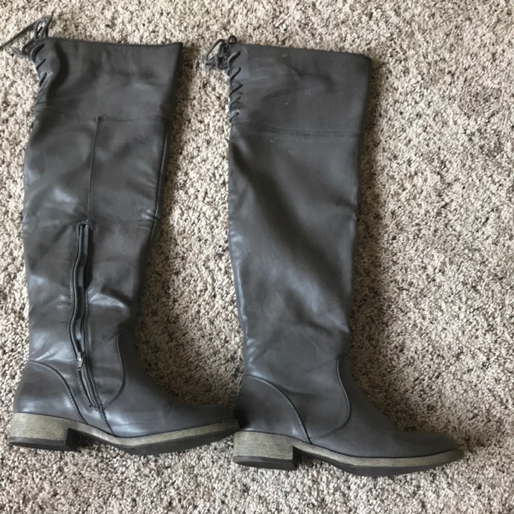 Gray over the knee boots